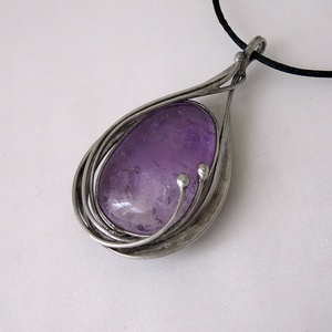 Ametiszt medál, Ékszer, Nyaklánc, Medálos nyaklánc, Ékszerkészítés, Fémmegmunkálás, MESKA