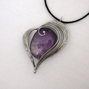 Ametiszt szív medál - ékszer - nyaklánc - medálos nyaklánc - Meska.hu