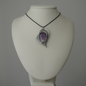 Ametiszt szív medál - ékszer - nyaklánc - medálos nyaklánc - Meska.hu