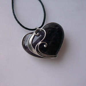 Ametiszt szív medál - ékszer - nyaklánc - medálos nyaklánc - Meska.hu