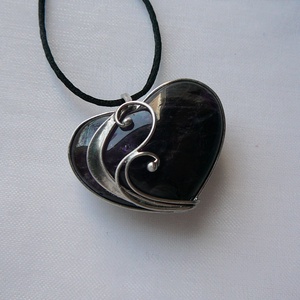 Ametiszt szív medál - ékszer - nyaklánc - medálos nyaklánc - Meska.hu