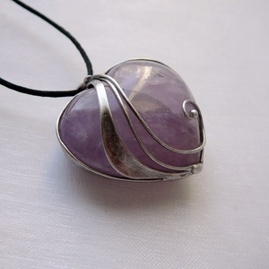 Ametiszt szív medál - Meska.hu