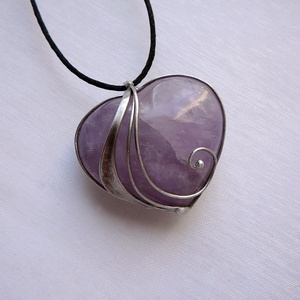 Ametiszt szív medál - ékszer - nyaklánc - medálos nyaklánc - Meska.hu