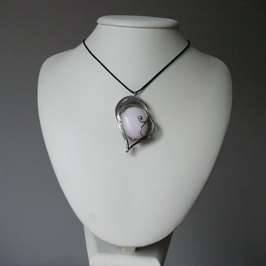 Rózsaszín kalcit szív medál - ékszer - nyaklánc - medálos nyaklánc - Meska.hu