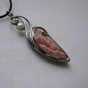 Rodokrozit medál, Ékszer, Nyaklánc, Medálos nyaklánc, Ékszerkészítés, Fémmegmunkálás, MESKA