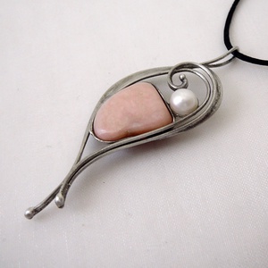Rózsaszín opál medál, Ékszer, Nyaklánc, Medálos nyaklánc, Ékszerkészítés, Fémmegmunkálás, MESKA