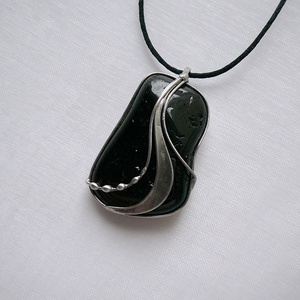 Fekete turmalin medál - ékszer - nyaklánc - medálos nyaklánc - Meska.hu