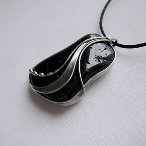 Fekete turmalin medál, Ékszer, Nyaklánc, Medálos nyaklánc, Ékszerkészítés, Fémmegmunkálás, MESKA