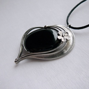 Ónix szív medál, Ékszer, Nyaklánc, Medálos nyaklánc, Ékszerkészítés, Fémmegmunkálás, MESKA