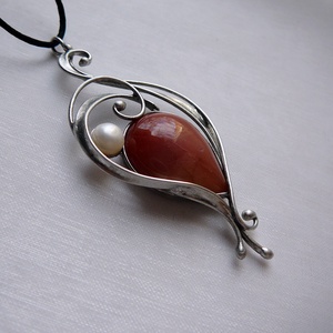 Karneol medál, Ékszer, Nyaklánc, Medálos nyaklánc, Ékszerkészítés, Fémmegmunkálás, MESKA