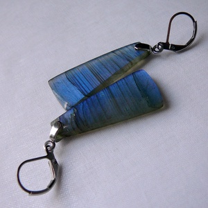 Labradorit fülbevaló - ékszer - fülbevaló - lógó csepp fülbevaló - Meska.hu