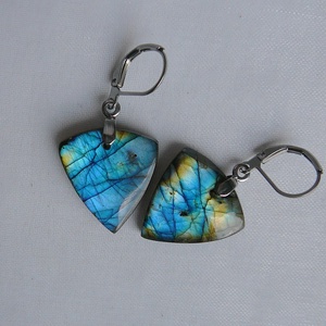 Labradorit fülbevaló - ékszer - fülbevaló - lógó csepp fülbevaló - Meska.hu