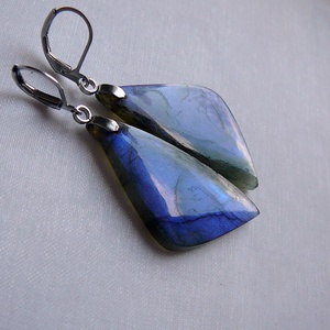 Labradorit fülbevaló - ékszer - fülbevaló - lógó csepp fülbevaló - Meska.hu