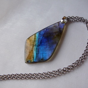 Labradorit medálos nyaklánc, Ékszer, Nyaklánc, Medálos nyaklánc, Ékszerkészítés, Fémmegmunkálás, MESKA