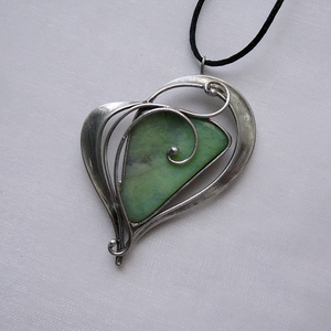 Krizopráz szív medál - ékszer - nyaklánc - medálos nyaklánc - Meska.hu
