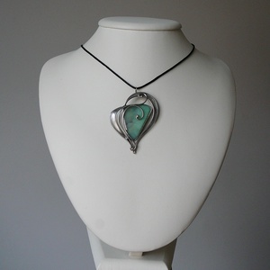 Krizopráz szív medál - ékszer - nyaklánc - medálos nyaklánc - Meska.hu