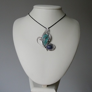 Amazonit pillangó medál - ékszer - nyaklánc - medálos nyaklánc - Meska.hu