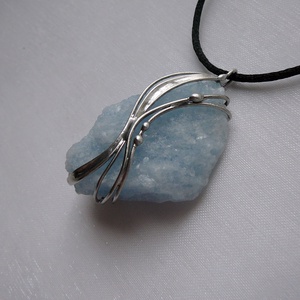 Kék kalcit medál - ékszer - nyaklánc - medálos nyaklánc - Meska.hu