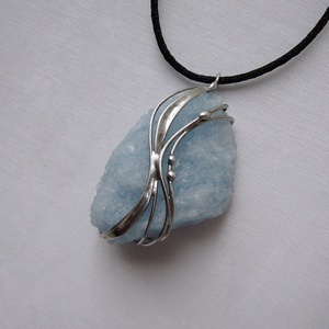 Kék kalcit medál - ékszer - nyaklánc - medálos nyaklánc - Meska.hu