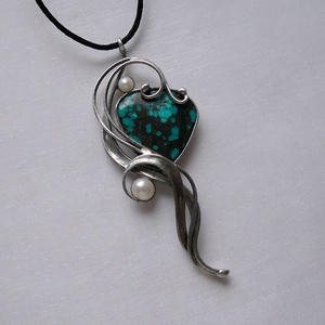 Türkiz medál - ékszer - nyaklánc - medálos nyaklánc - Meska.hu