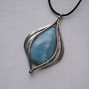 Kék opál medál - ékszer - nyaklánc - medálos nyaklánc - Meska.hu