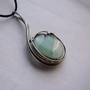 Zöld kalcit medál - Meska.hu
