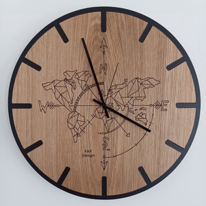 Falióra tömör tölgyfából világtérkép mintával - Meska.hu