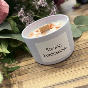 Karácsonyi egyedi feliratos kézműves szójaviasz gyertya, Otthon & Életmód, Gyertya, illat, aroma, Gyertya, Gyertya-, mécseskészítés, MESKA