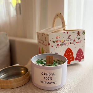 0 kalória, 100% karácsony Díszdobozos karácsonyi egyedi feliratos  szójaviasz gyertya, Otthon & Életmód, Gyertya, illat, aroma, Gyertya, Gyertya-, mécseskészítés, MESKA