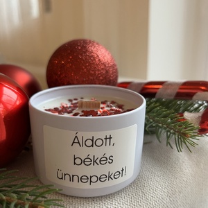 Áldott,békés ünnepeket - Díszdobozos karácsonyi egyedi feliratos  szójaviasz gyertya - Meska.hu