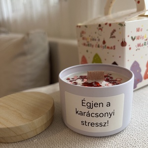 Égjen a karácsonyi stressz - Díszdobozos karácsonyi egyedi feliratos  szójaviasz gyertya - Meska.hu