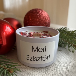 Meri Szisztör - Díszdobozos karácsonyi egyedi feliratos  szójaviasz gyertya - Meska.hu
