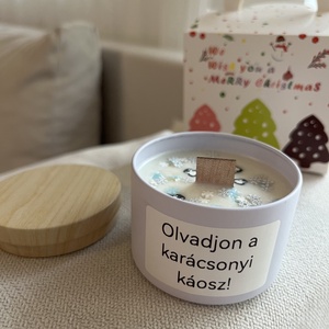 Olvadjon a karácsonyi káosz - Díszdobozos karácsonyi egyedi feliratos  szójaviasz gyertya - Meska.hu
