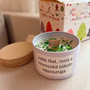 Jobb illat,mint a szomszéd töltött káposztája - Díszdobozos karácsonyi egyedi feliratos  szójaviasz gyertya - Meska.hu