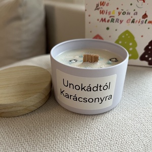 Unokádtól Karácsonyra - Díszdobozos karácsonyi egyedi feliratos  szójaviasz gyertya - Meska.hu