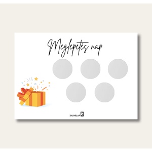 Meglepetés nap kaparós sorsjegy, Otthon & Életmód, Papír, írószer, Ajándékozás kellékei, Ajándék sorsjegy, Fotó, grafika, rajz, illusztráció, MESKA