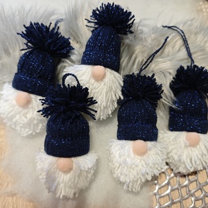 Kézműves karcsonyi manók - sötétkék csillogós, Karácsony, Karácsonyi lakásdekoráció, Karácsonyfadíszek, Mindenmás, MESKA