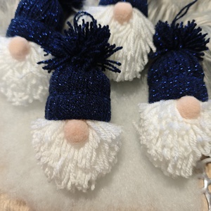 Kézműves karcsonyi manók - sötétkék csillogós - karácsony - karácsonyi lakásdekoráció - karácsonyfadíszek - Meska.hu