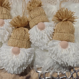 Kézműves karcsonyi manók - arany csillogós  - karácsony - karácsonyi lakásdekoráció - karácsonyfadíszek - Meska.hu