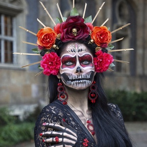 Koponyás virágkorona � La Catrina fejdísz Halloweenre és cosplayhez - Meska.hu