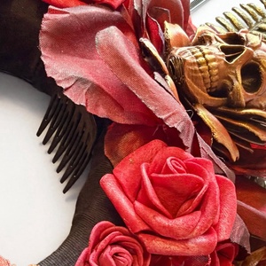 La Catrina Királynő - XXL sugaras koponya korona fejdísz - otthon & életmód - dekoráció - halloween - halloweeni jelmez és kiegészítők - Meska.hu