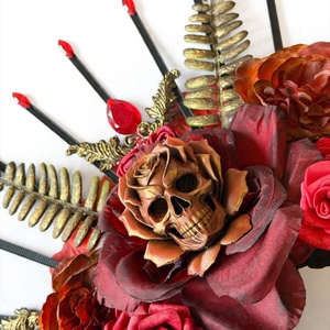 La Catrina Királynő - XXL sugaras koponya korona fejdísz - otthon & életmód - dekoráció - halloween - halloweeni jelmez és kiegészítők - Meska.hu