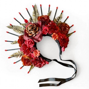 La Catrina Királynő - XXL sugaras koponya korona fejdísz - otthon & életmód - dekoráció - halloween - halloweeni jelmez és kiegészítők - Meska.hu