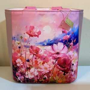 Akvarell virágok, Táska & Tok, Kézitáska & válltáska, Nagy pakolós táska, Varrás, MESKA