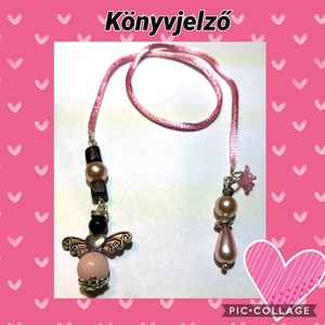 Könyvjelző rózsaszín angyal - könyv jelző rózsakvarc angyallal, rózsaszín könyvjelző, Könyv & Zene, Könyvjelző, Gyöngyfűzés, gyöngyhímzés, Meska