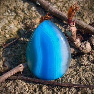 Kék felhős achát, agate kő 30x40mm ékszeralkatrész kék kő!, drágakő cabochon, Ékszer, Nyaklánc, Medál, Gyöngyfűzés, gyöngyhímzés, MESKA