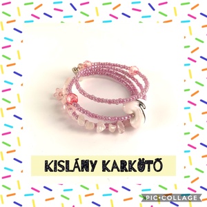 Rózsakvarc Kislány karkötő 3-8 éves leánynak 11-13 cm csuklóra- Rózsaszín szív kislány karkötő rózsakvarccal, Ékszer, Karkötő, Memóriadrótos karkötő, Ékszerkészítés, Gyöngyfűzés, gyöngyhímzés, Meska