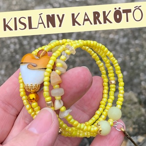  Citrin Kislány karkötő 3-8 éves leánynak - Törpilla sárga szív kislány karkötő citrin drágakő szemekkel, Ékszer, Karkötő, Memóriadrótos karkötő, Ékszerkészítés, Gyöngyfűzés, gyöngyhímzés, Meska