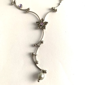 Régi ékszer, retro vintage ékszer, egyedi midcentury ékszer, lila köves acél nyakék finoman kidolgozott - ékszer - ékszerszett - Meska.hu
