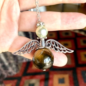 Nagy TIGRISSZEM Angyal, angyalka, őrangyal charm, angyal dísz, angyalos kulcstartó, táskadísz, ajándék angyalka tündér - ékszer - karkötő - charm karkötő - Meska.hu